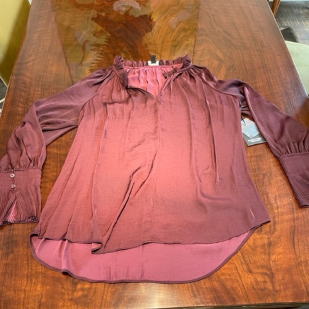 large simply vera maroon blouse long sleeve size large